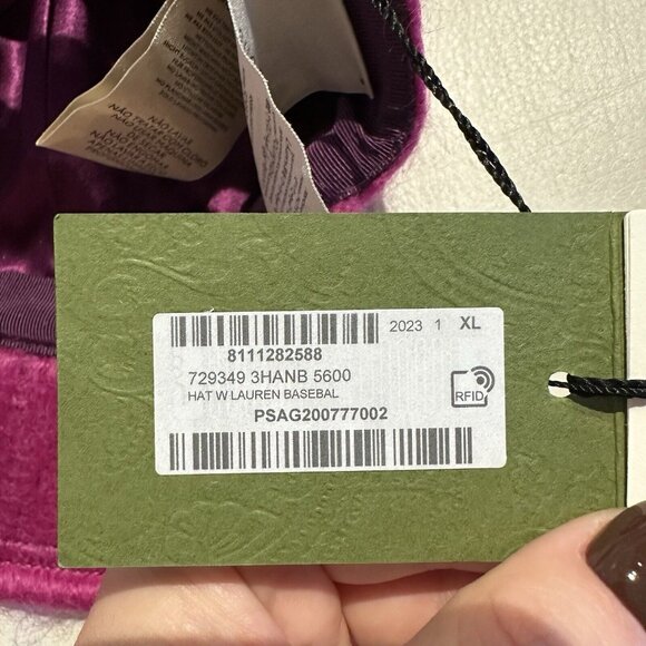 New Authentic Gucci GG Logo Mohair Pink Fuxia Baseball Hat Size XL - Picture 7 of 9